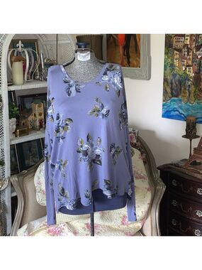 Talula Floral Long Sleeve Top Size L blue